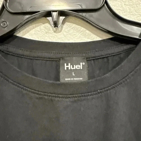 Huel T-Shirt Mens L Black Logo Crew Neck Short Sleeves Cotton Stretch Euc - Picture 3 of 5